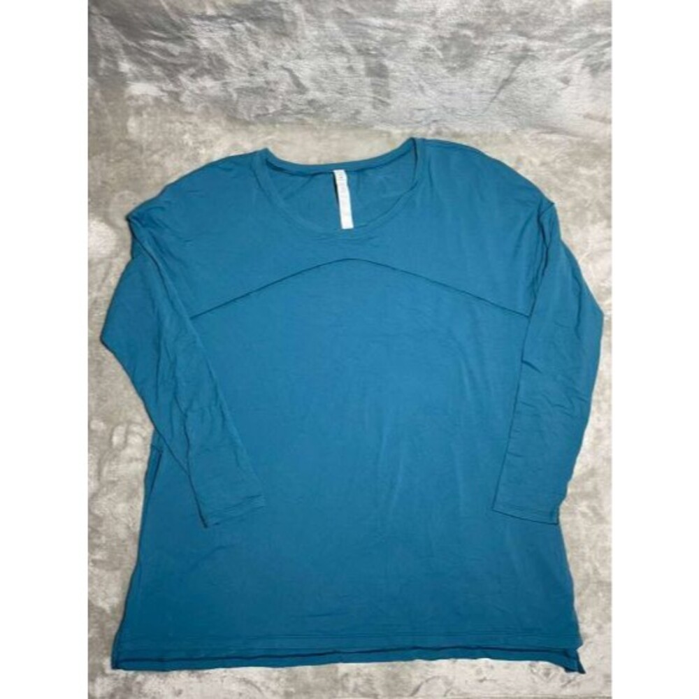 Lululemon Hit Unwind Long Sleeve Shirt Women Size 10 Teal Workout Yoga